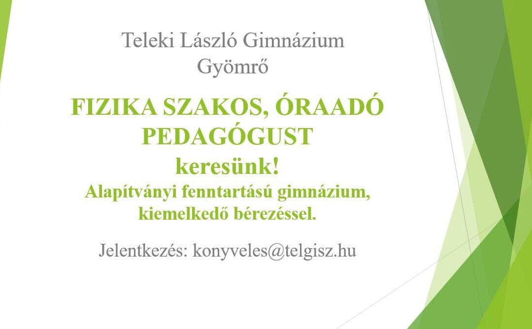 Óraadó pedagógust keresünk